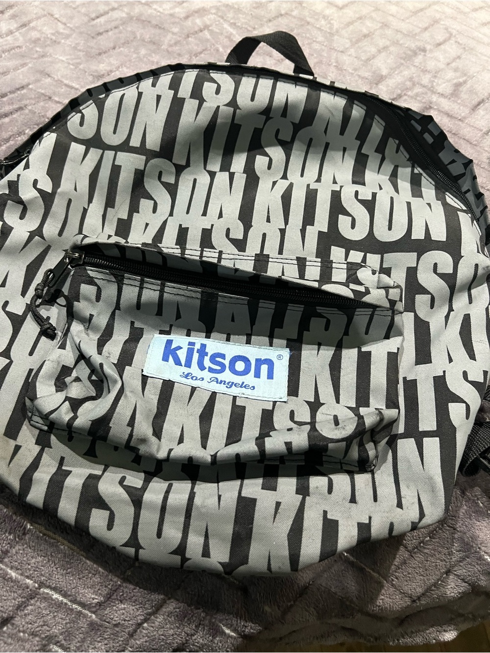 used kitson Black and Gray Logo Kids Backpack